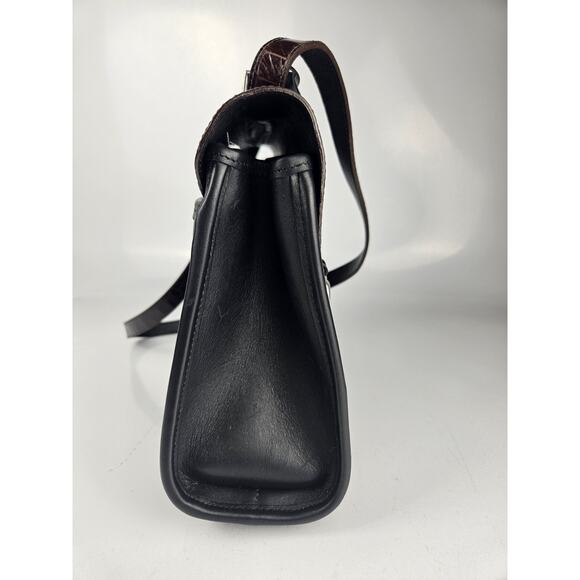 Brighton Black & Brown Croco Embossed‎ Leather Shoulder Bag Purse - Picture 6 of 8